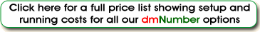 A full price list showing setup and running costs for 0800, 0845, 0870 and 0871 numbers