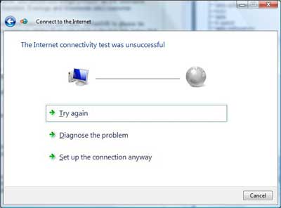 connection failure screen shot